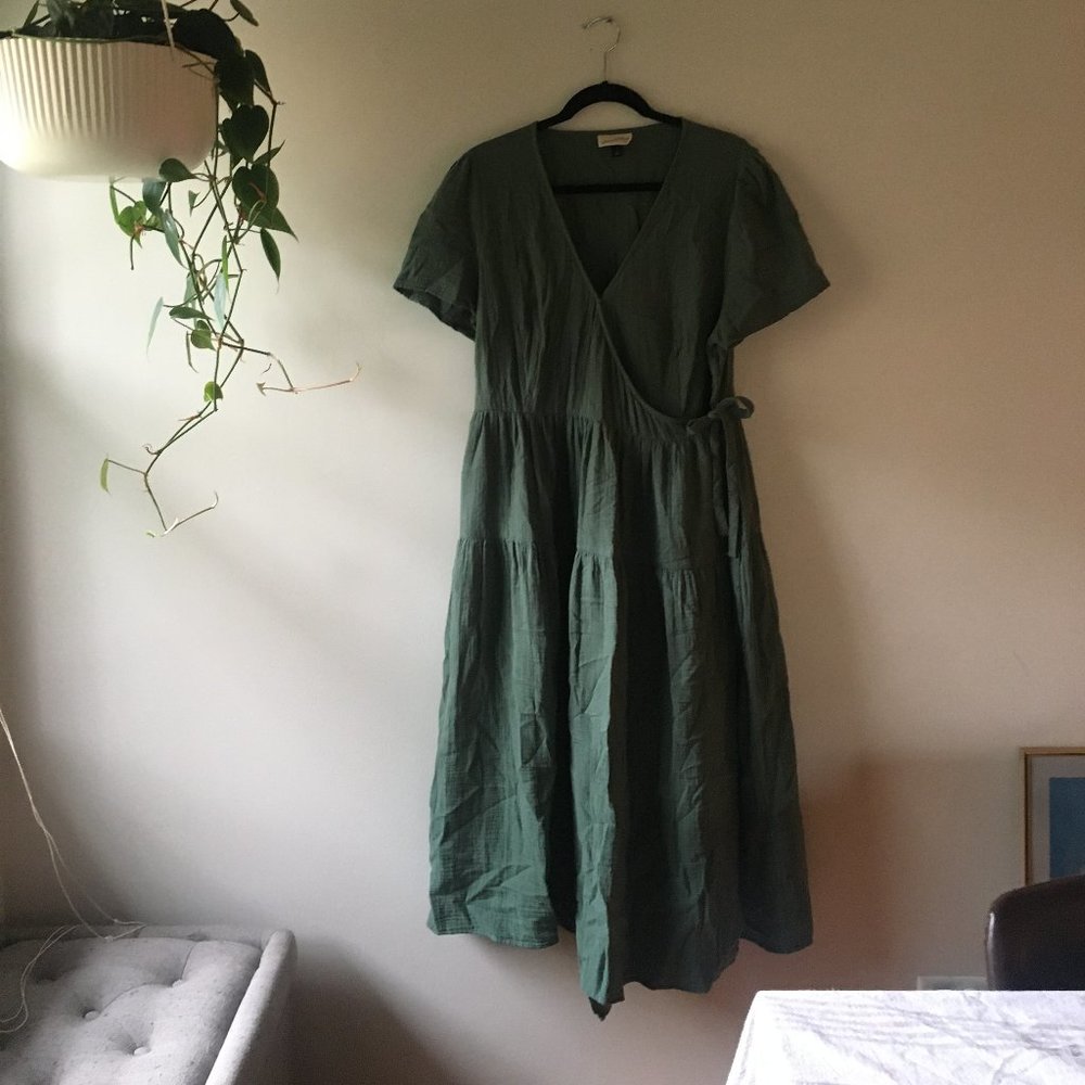 Green Universal Thread Tiered Dress